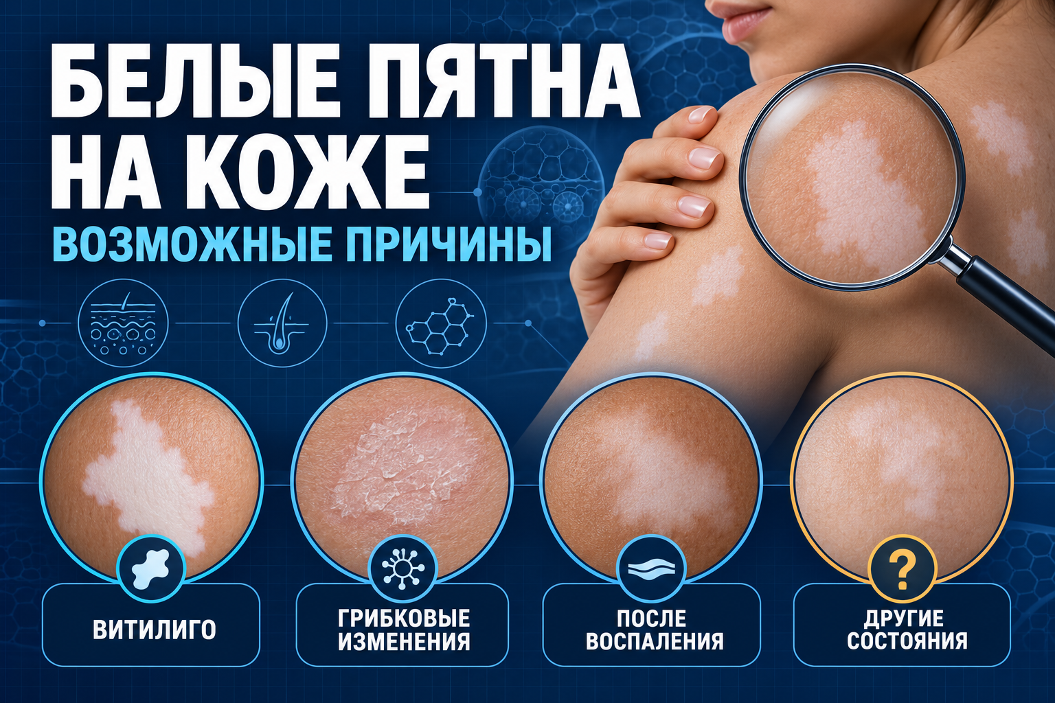 Белые пятна на коже возможные причины