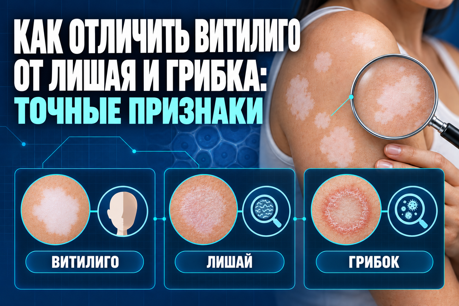Как отличить витилиго от лишая и грибка: точные признаки